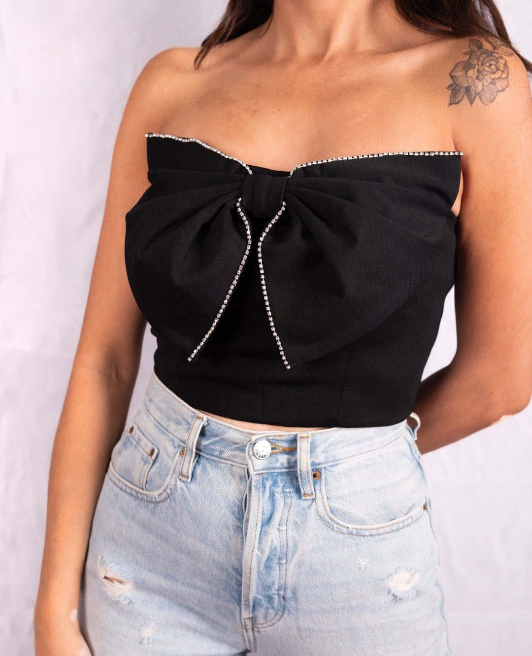 "Cute" Black Bow Top