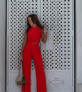 "Chic" Tomato Red Palazzo Set