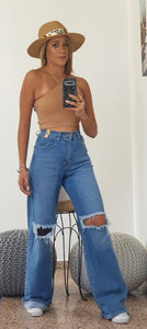 Ripped Knee Flare Jeans