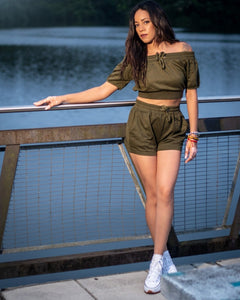 Olive Crop Top and Short Set