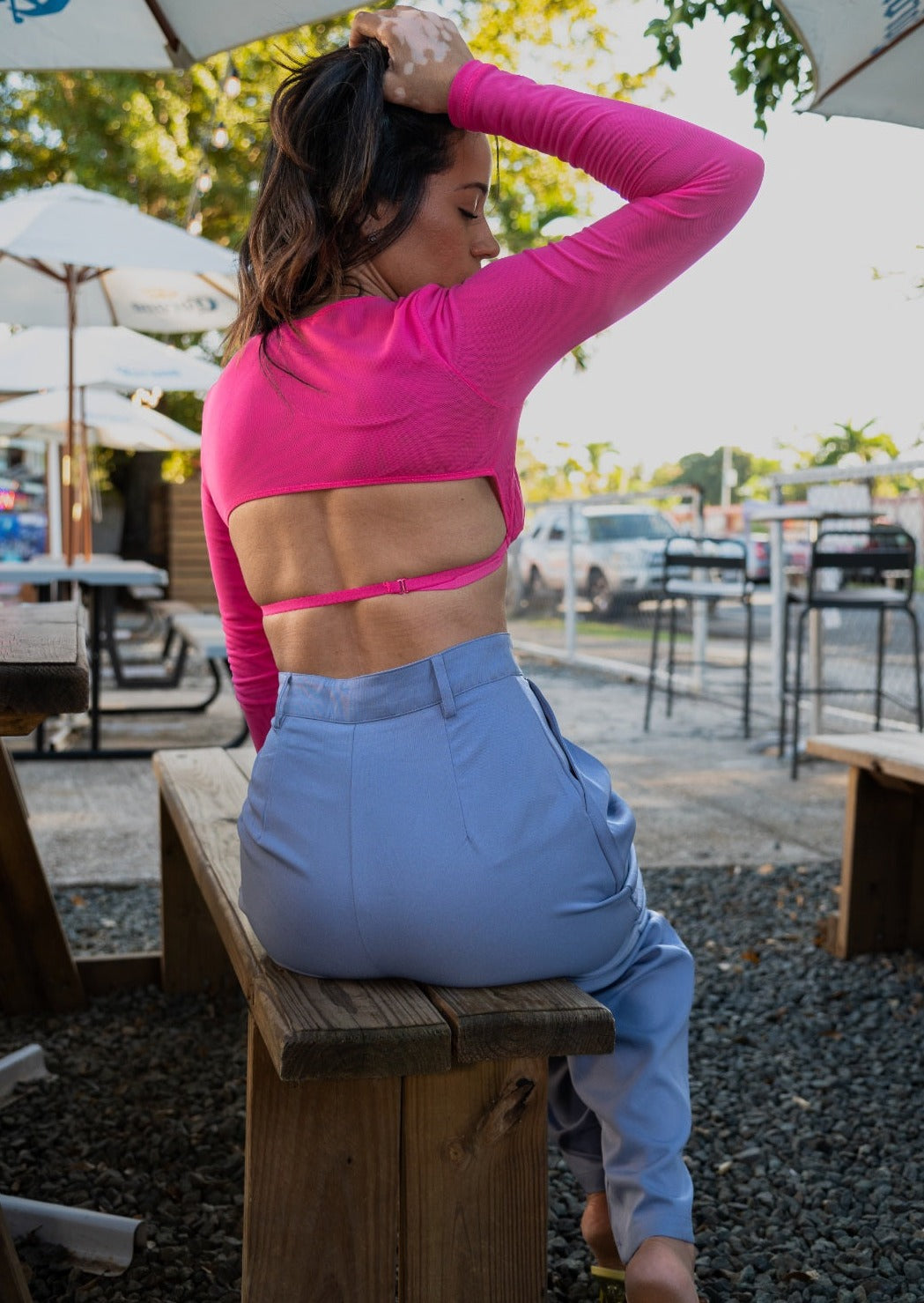 Love Magenta Mesh  Top