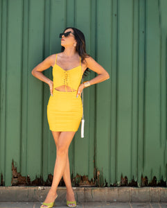 Yellow Cutout Mini Dress